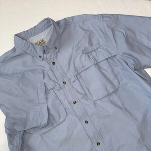LL Bean Mens XL REG Blue Short Sleeve Vented Fishing Utility Outdoor Tropicwear
